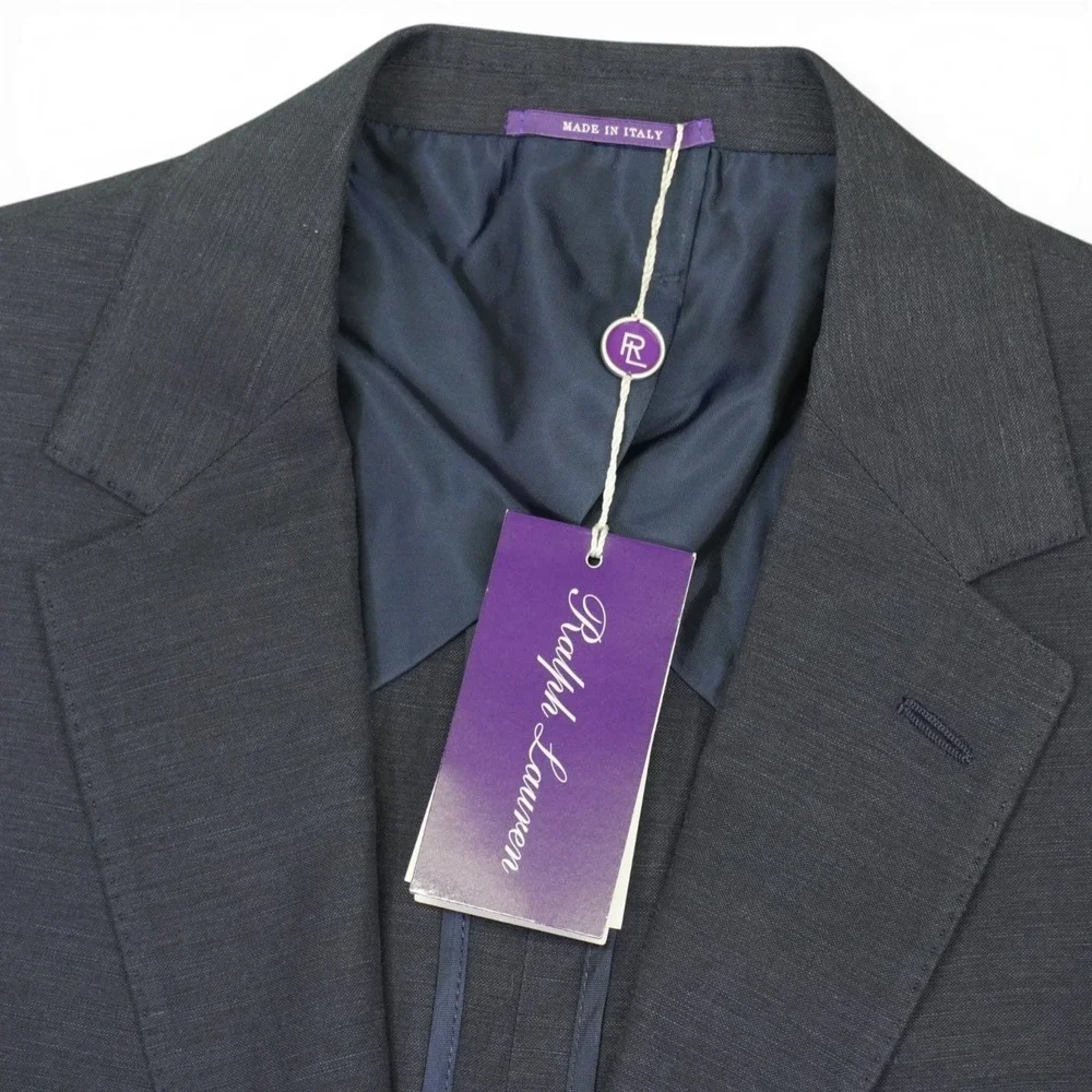 NEW Ralph Lauren Purple Label Blazer Sport Coat Mens 44R Navy Silk Linen Luxury